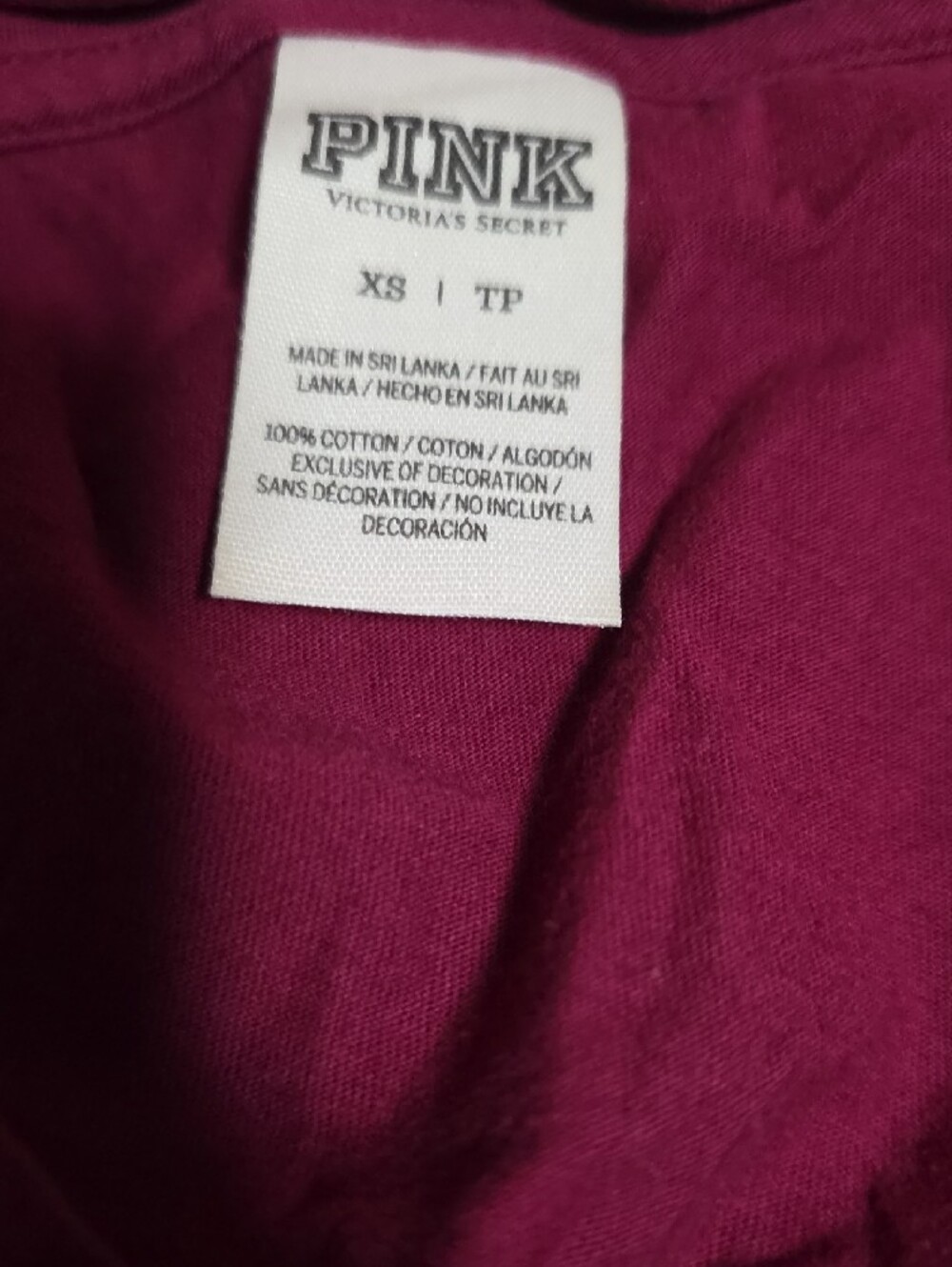 PINK Victoria's Secret Pocket Tee - Maroon with Multi-Stripe Patch - Picture 6 of 6